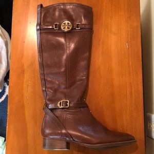 Brown leather boots